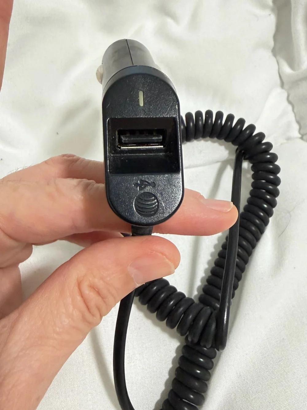 Black Coiled Car Charger with Lightning Connector. iPhone car charger. LIKE NEW